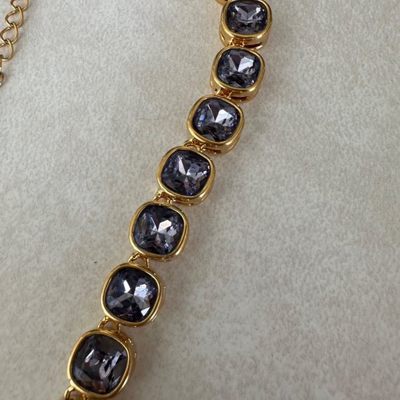 CN PJM signed yellow gold plated pink purple jewels gemstones statement necklace - Picture 4 of 7